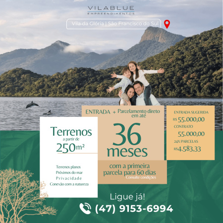 TERRENO COM LOCALIZAÇÃO PRIVILEGIADA NA BAÍA - 250m²