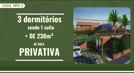 Casa sustentável no Eco Residencial Vita Nature – 3 dormitórios (1 suíte) com cozinha em ilha